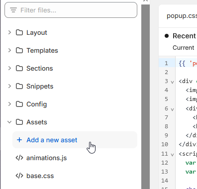 Screenshot
showing 'Add a New Asset' button