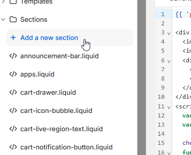 Screenshot showing Add a New Section button
