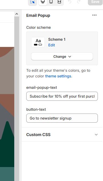 Screenshot showing where to editable fields to change the text
of the popup